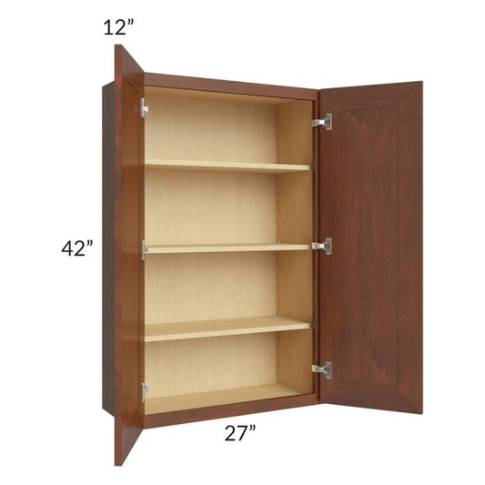 RTA Cambridge Saddle Glaze 27" x 42" Wall Cabinet with 2 Decorative End Panels