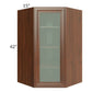 RTA Cambridge Saddle Glaze 27" x 42" Wall Diagonal Corner Cabinet (Prepped for Glass Doors)
