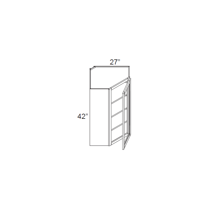 RTA Cambridge Saddle Glaze 27" x 42" Wall Diagonal Corner Cabinet (Prepped for Glass Doors)