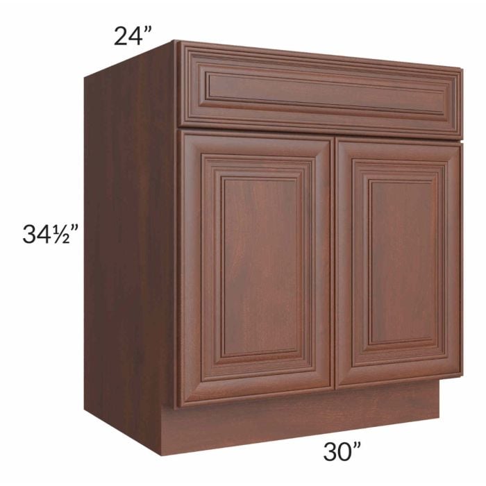 RTA Cambridge Saddle Glaze 30" Base Cabinet (1 drawer) with 2 Roll Out Trays