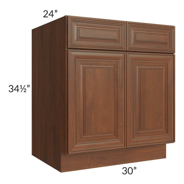 RTA Cambridge Saddle Glaze 30" Base Cabinet with 1 Decorative End Panel and1 Roll Out Tray