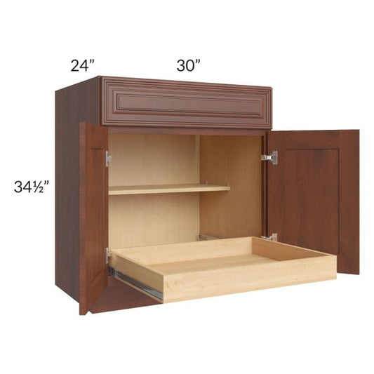 RTA Cambridge Saddle Glaze 30" Base Cabinet with 1 Rollout Tray and 2 Decorative End Panels CS-B30S1RS + 2 DEP