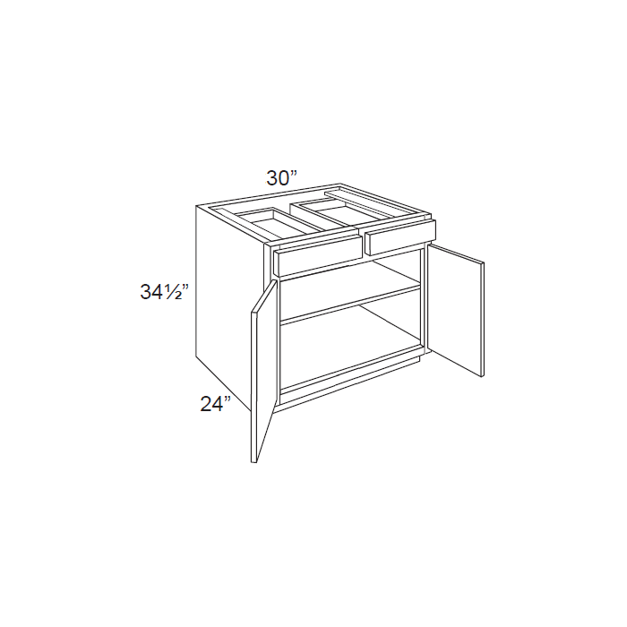 RTA Cambridge Saddle Glaze 30" Base Cabinet with 2 Roll Out Trays