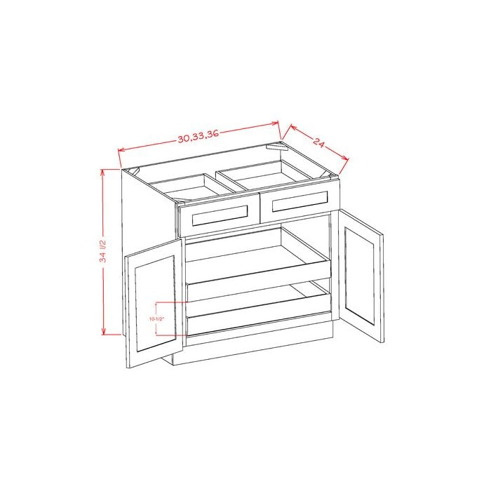 RTA Cambridge Saddle Glaze 30" Base Cabinet with 2 Rollout Trays CS-B302RS