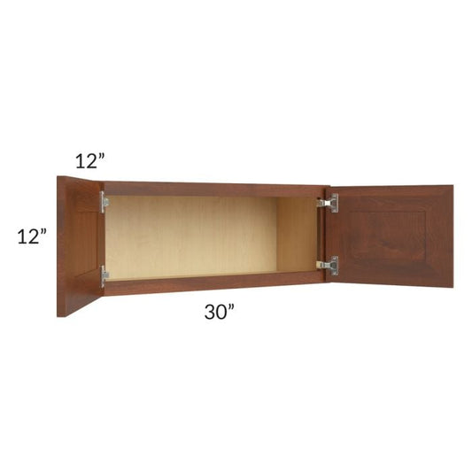 RTA Cambridge Saddle Glaze 30" x 12" Wall Cabinet with 1 Decorative End Panel