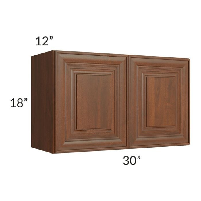 RTA Cambridge Saddle Glaze 30" x 18" Wall Cabinet with 1 Decorative End Panel