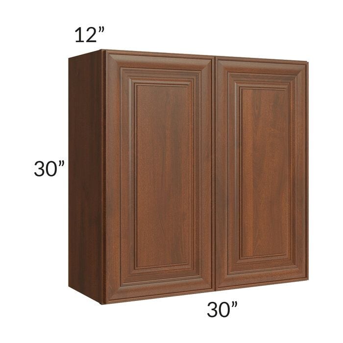 RTA Cambridge Saddle Glaze 30" x 30" Wall Cabinet with 1 Decorative End Panel
