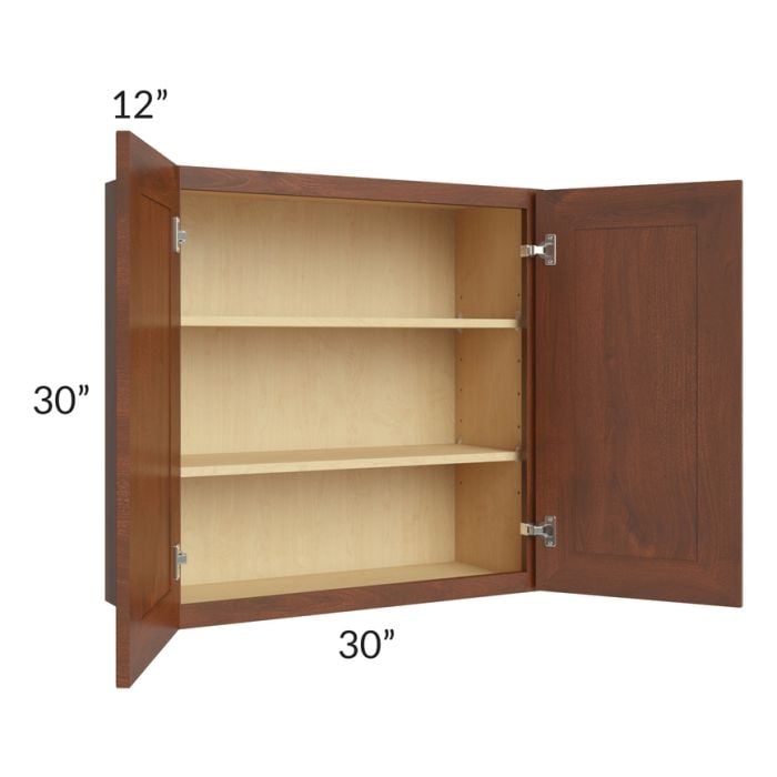 RTA Cambridge Saddle Glaze 30" x 30" Wall Cabinet with 1 Decorative End Panel
