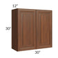 RTA Cambridge Saddle Glaze 30" x 30" Wall Cabinet with 2 Decorative End Panels