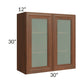 RTA Cambridge Saddle Glaze 30" x 30" Wall Glass Door Cabinet (Prepped for Glass Doors) with 1 Decorative End Panel