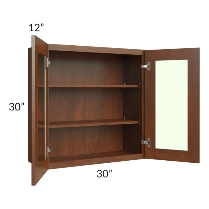 RTA Cambridge Saddle Glaze 30" x 30" Wall Glass Door Cabinet (Prepped for Glass Doors)