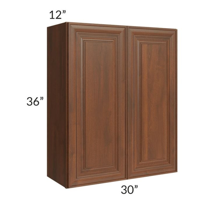 RTA Cambridge Saddle Glaze 30" x 36" Wall Cabinet with 1 Decorative End Panel