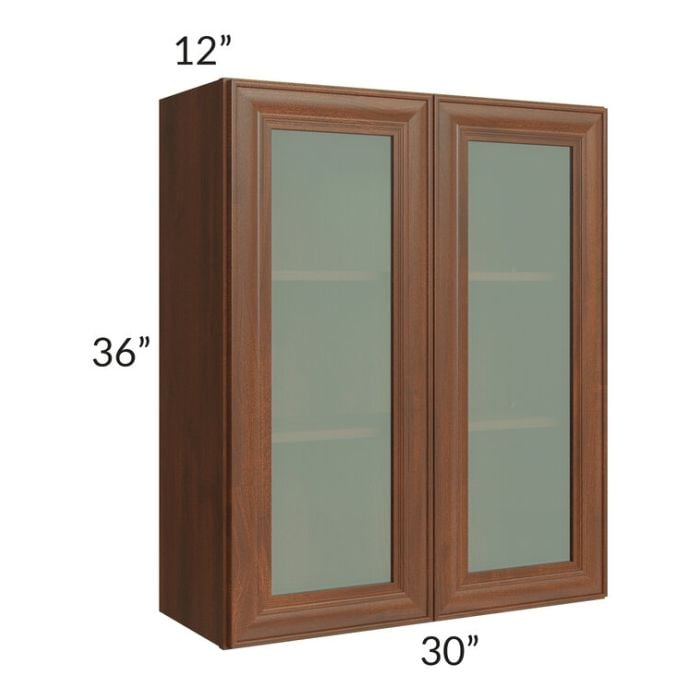 RTA Cambridge Saddle Glaze 30" x 36" Wall Glass Door Cabinet (Prepped for Glass Doors)