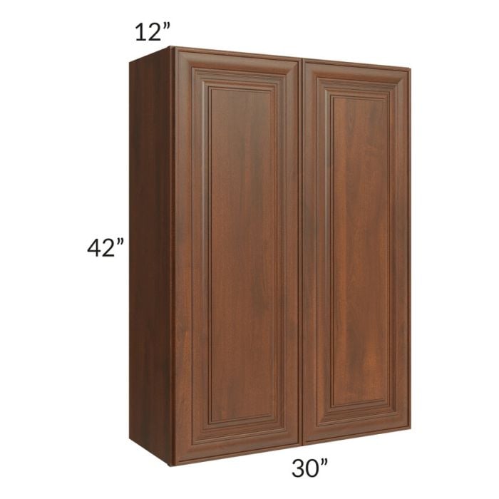 RTA Cambridge Saddle Glaze 30" x 42" Wall Cabinet with 2 Decorative End Panels