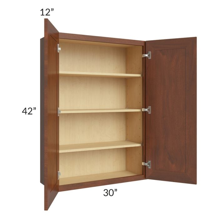 RTA Cambridge Saddle Glaze 30" x 42" Wall Cabinet with 2 Decorative End Panels