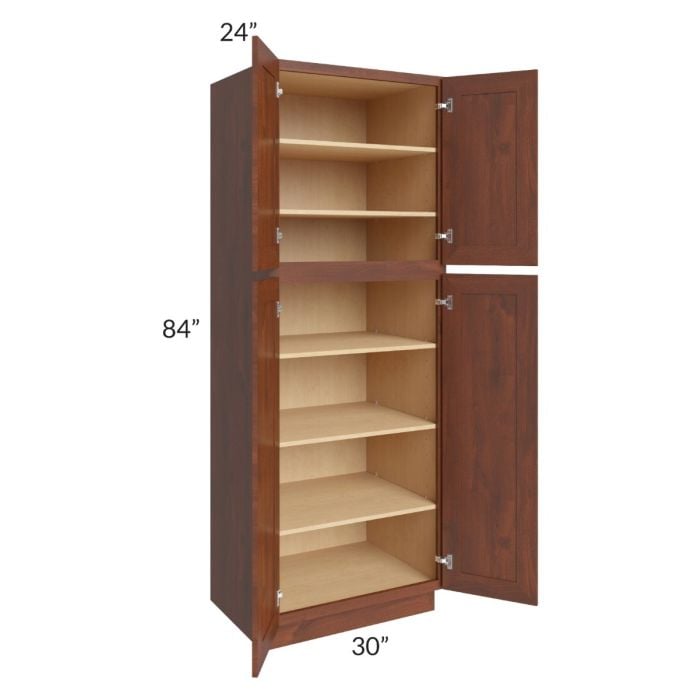 RTA Cambridge Saddle Glaze 30" x 84" x 24" Wall Pantry Cabinet
