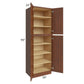 RTA Cambridge Saddle Glaze 30" x 90" x 24" Wall Pantry Cabinet with 1 Decorative End Panel and 4 Roll Out Trays