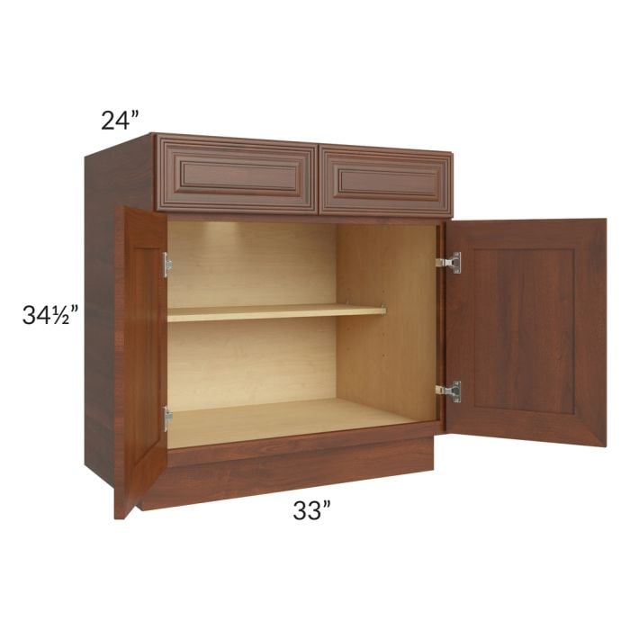 RTA Cambridge Saddle Glaze 33" Base Cabinet with 1 Decorative End Panel and 1 Roll Out Tray