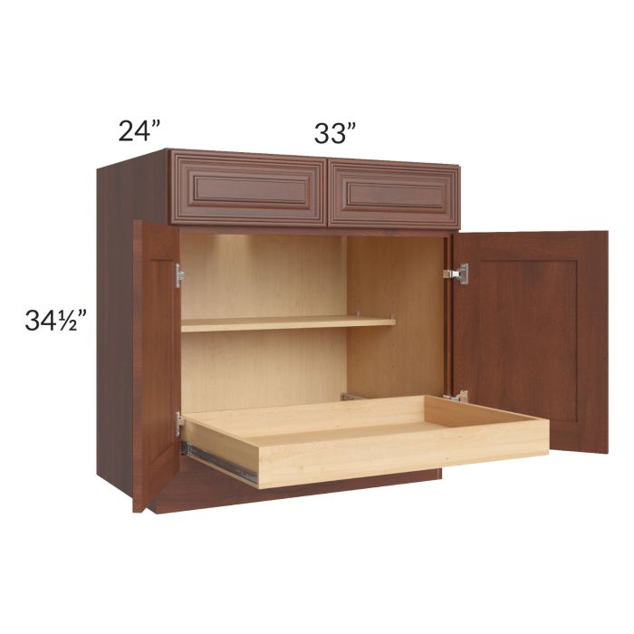 RTA Cambridge Saddle Glaze 33" Base Cabinet with 1 Rollout Tray