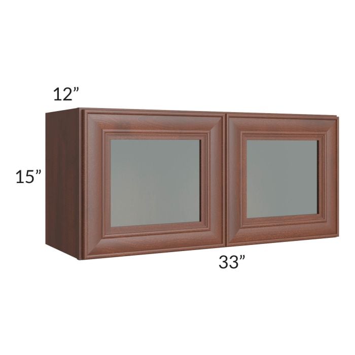 RTA Cambridge Saddle Glaze 33" x 15" Decorative Wall Cabinet with 1 Decorative End Panel