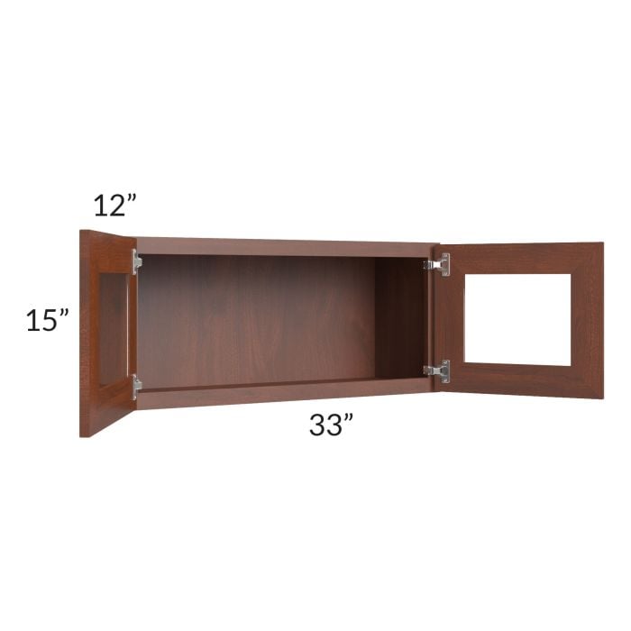 RTA Cambridge Saddle Glaze 33" x 15" Decorative Wall Cabinet with 1 Decorative End Panel