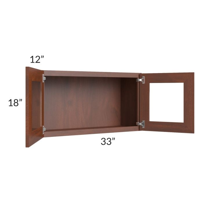 RTA Cambridge Saddle Glaze 33" x 18" Decorative Wall Cabinet with 1 Decorative End Panel