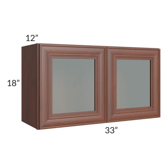 RTA Cambridge Saddle Glaze 33" x 18" Decorative Wall Cabinet with 2 Decorative End Panels