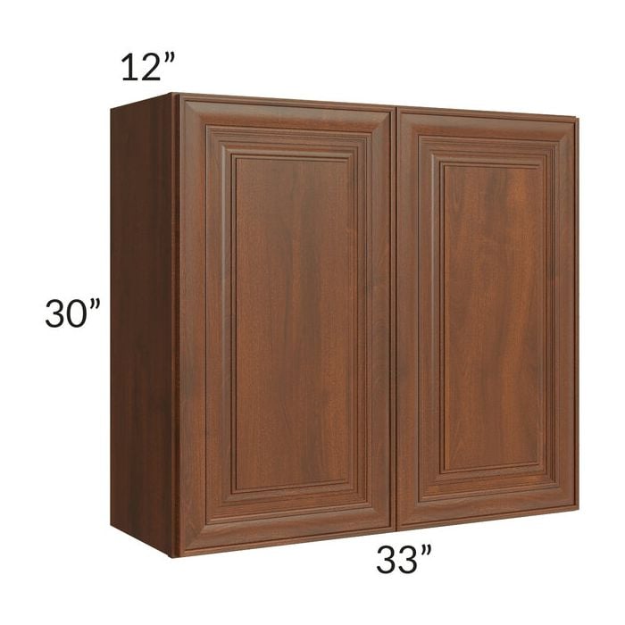 RTA Cambridge Saddle Glaze 33" x 30" Wall Cabinet with 2 Decorative End Panels