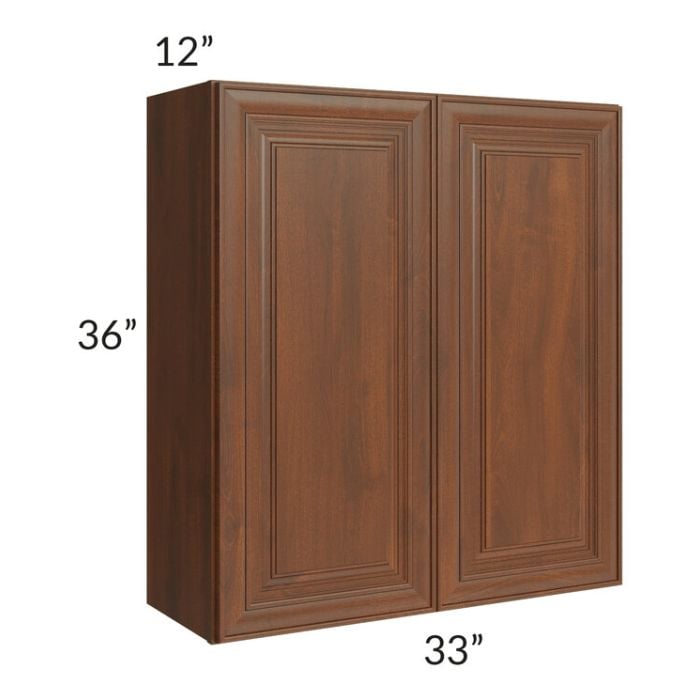 RTA Cambridge Saddle Glaze 33" x 36" Wall Cabinet with 1 Decorative End Panel