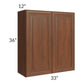 RTA Cambridge Saddle Glaze 33" x 36" Wall Cabinet with 2 Decorative End Panels