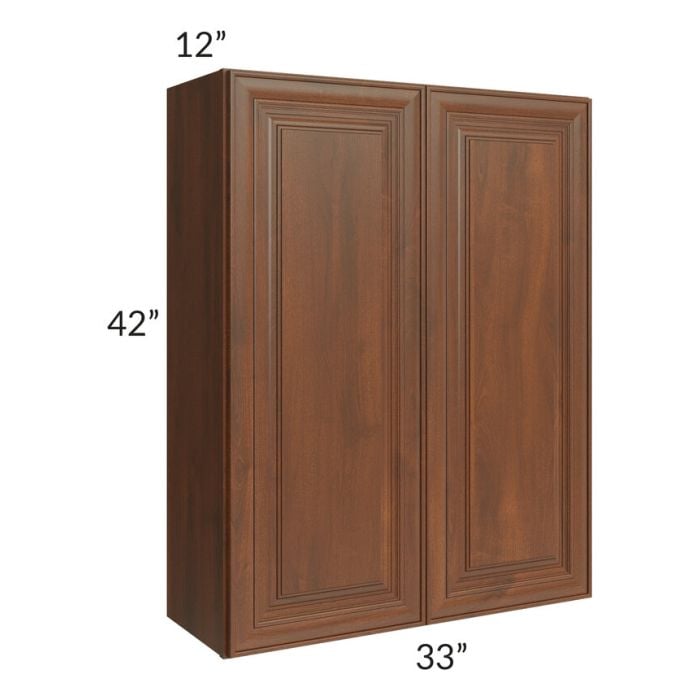 RTA Cambridge Saddle Glaze 33" x 42" Wall Cabinet with 2 Decorative End Panels