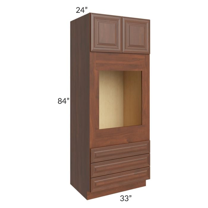 RTA Cambridge Saddle Glaze 33" x 84" x 24" Oven Cabinet with 1 Decorative End Panel