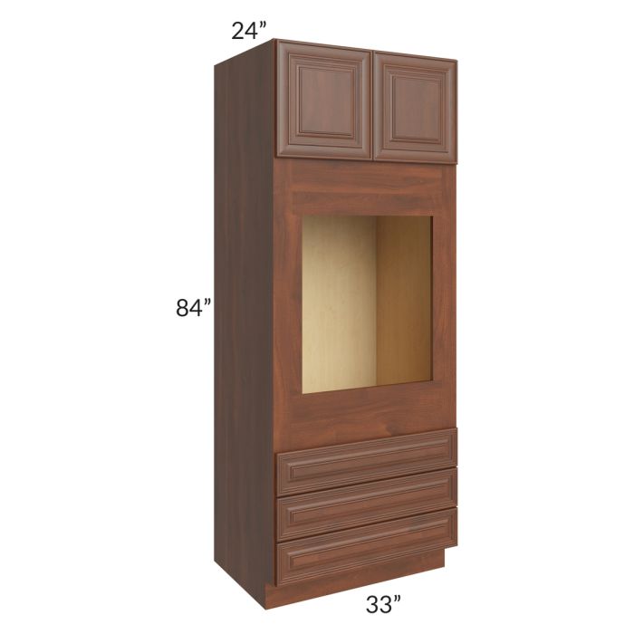RTA Cambridge Saddle Glaze 33" x 84" x 24" Oven Cabinet with 2 Decorative End Panels