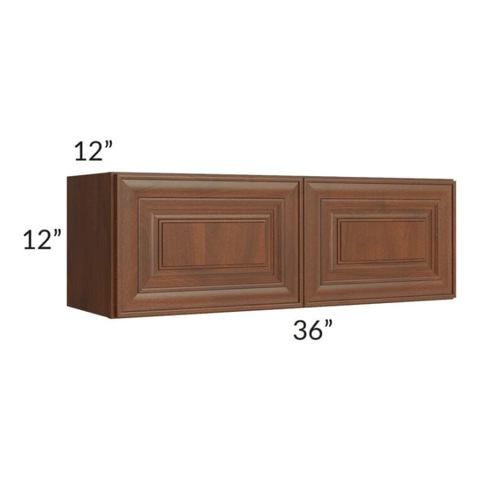 RTA Cambridge Saddle Glaze 36" x 12" Wall Cabinet with 1 Decorative End Panel