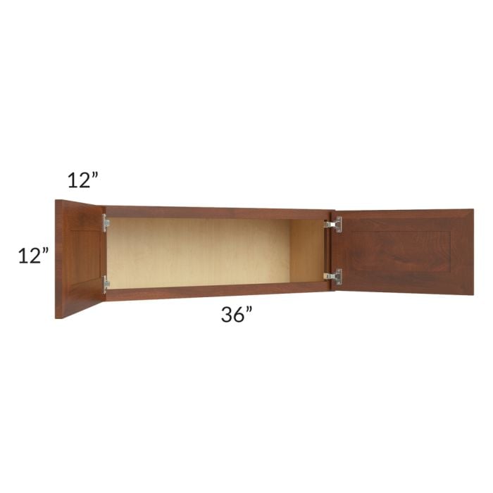 RTA Cambridge Saddle Glaze 36" x 12" Wall Cabinet with 1 Decorative End Panel