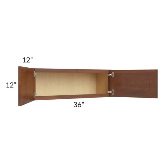 RTA Cambridge Saddle Glaze 36" x 12" Wall Cabinet with 1 Decorative End Panel