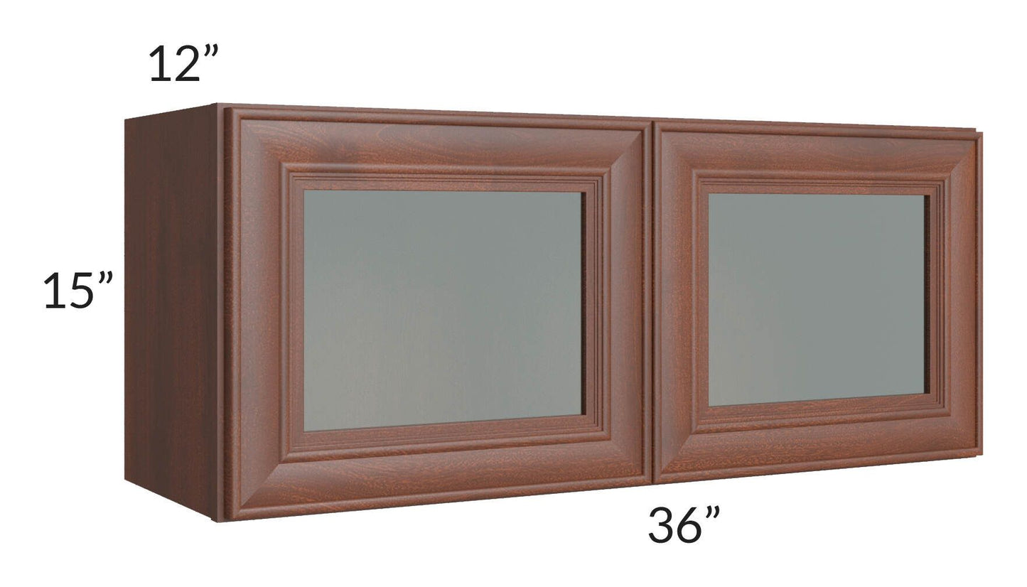 RTA Cambridge Saddle Glaze 36" x 15" Decorative Wall Cabinet with 1 Decorative End Panel