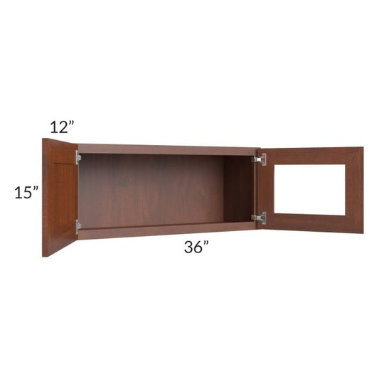 RTA Cambridge Saddle Glaze 36" x 15" Decorative Wall Cabinet with 2 Decorative End Panels