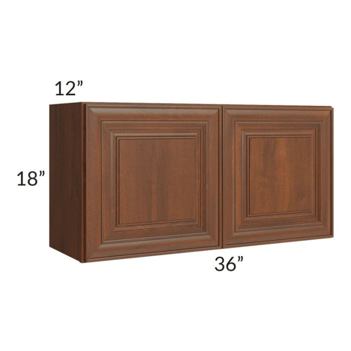 RTA Cambridge Saddle Glaze 36" x 18" Wall Cabinet with 1 Decorative End Panel