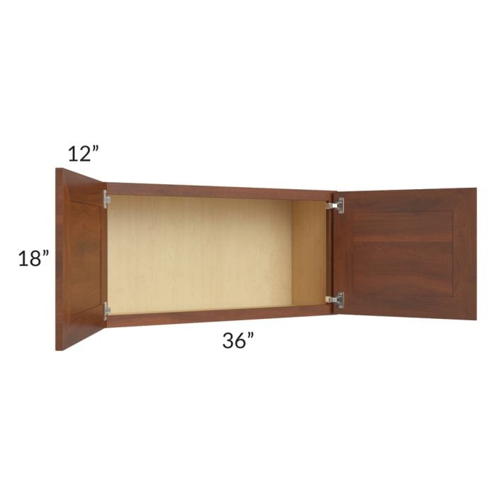 RTA Cambridge Saddle Glaze 36" x 18" Wall Cabinet with 1 Decorative End Panel