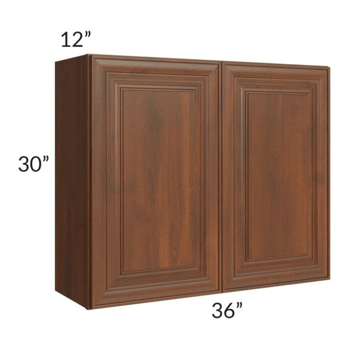 RTA Cambridge Saddle Glaze 36" x 30" Wall Cabinet with 1 Decorative End Panel