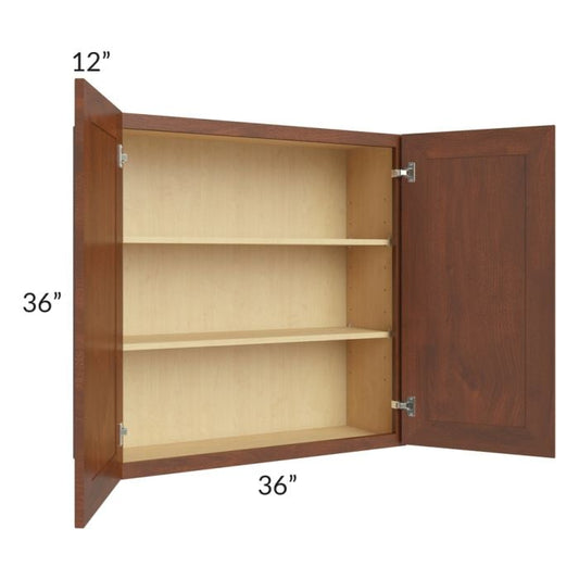 RTA Cambridge Saddle Glaze 36" x 36" Wall Cabinet with 2 Decorative End Panels