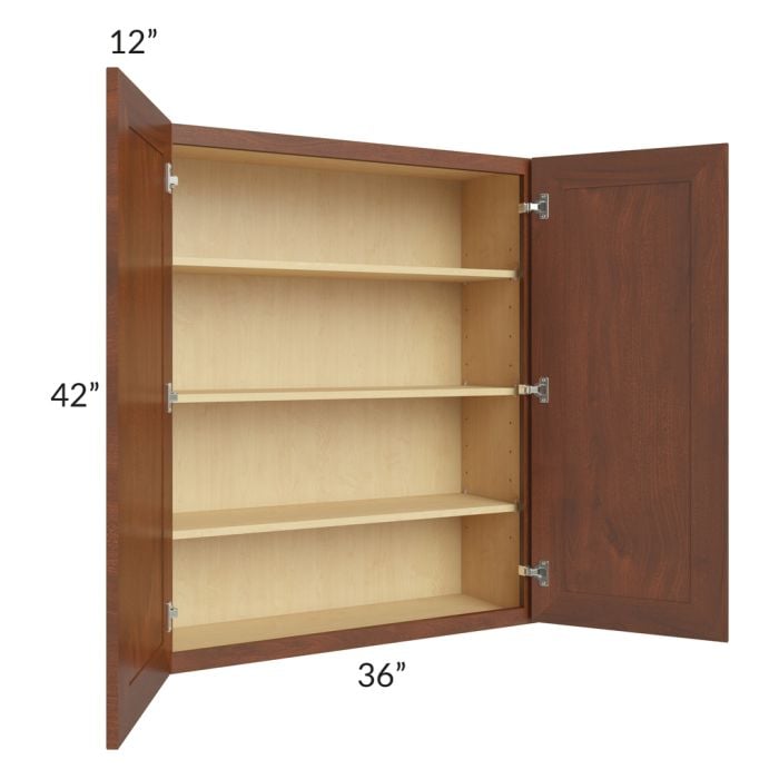 RTA Cambridge Saddle Glaze 36" x 42" Wall Cabinet with 2 Decorative End Panels