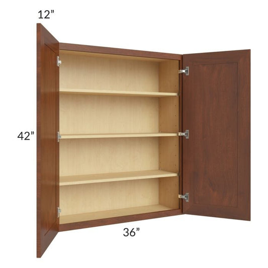 RTA Cambridge Saddle Glaze 36" x 42" Wall Cabinet with 2 Decorative End Panels