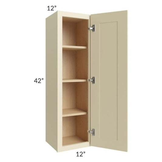 RTA Casselton Ivory 12" x 42" Wall Cabinet with 2 Decorative End Panels and Mullion Glass Door