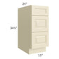 RTA Casselton Ivory 15" 3-Drawer Base Cabinet with 1 Decorative End Panel