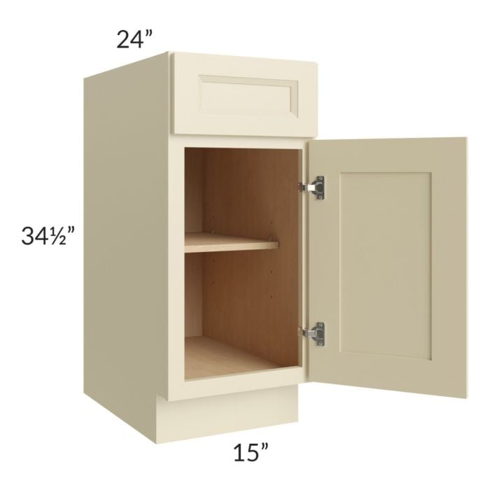 RTA Casselton Ivory 15" Base Cabinet with Utensil Drawer