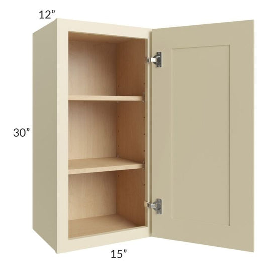 RTA Casselton Ivory 15" x 30" Wall Cabinet with Mullion Glass Door