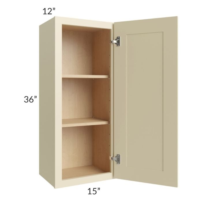 RTA Casselton Ivory 15" x 36" Wall Cabinet with 2 Decorative End Panels