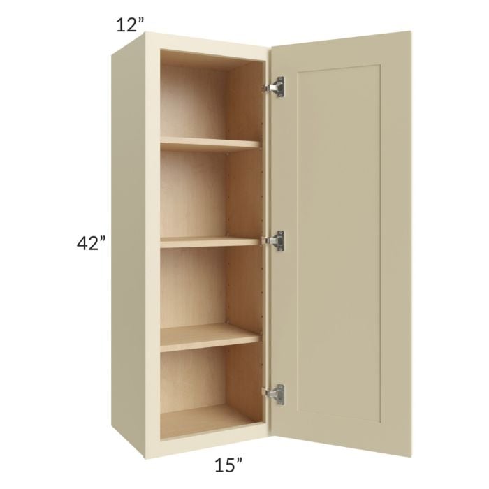 RTA Casselton Ivory 15" x 42" Wall Cabinet with 1 Decorative End Panel